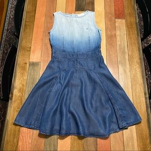 Girls 10 Gucci Ombre Denim Tencel Jean Blue Dress